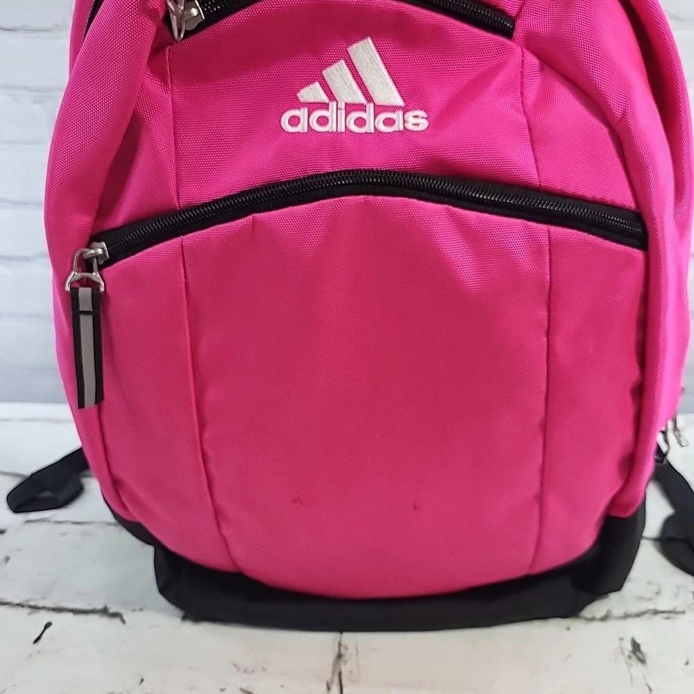 Adidas Pink Backpack Girls School Bag Multi Compartment Pockets - Picture 3 of 12